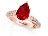 Rose gold Pear Cut Diamond Solitaire Engagement Ring with Pavé Band and Four-Prong Setting_1