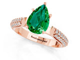 Rose gold Pear Cut Diamond Solitaire Engagement Ring with Pavé Band and Four-Prong Setting_1