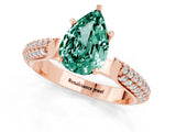 Rose gold Pear Cut Diamond Solitaire Engagement Ring with Pavé Band and Four-Prong Setting_1