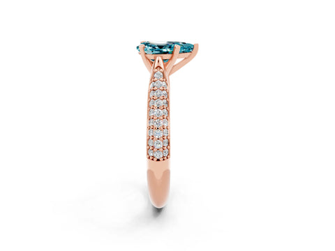 Rose gold Pear Cut Diamond Solitaire Engagement Ring with Pavé Band and Four-Prong Setting_2