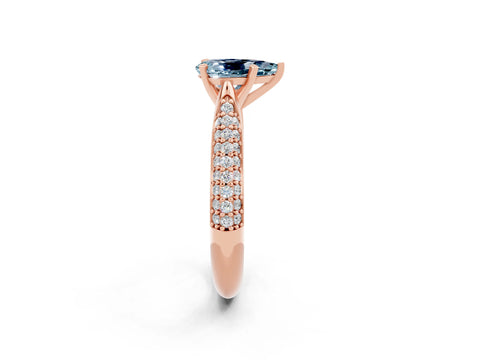 Rose gold Pear Cut Diamond Solitaire Engagement Ring with Pavé Band and Four-Prong Setting_2