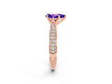 Rose gold Pear Cut Diamond Solitaire Engagement Ring with Pavé Band and Four-Prong Setting_2