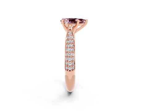 Rose gold Pear Cut Diamond Solitaire Engagement Ring with Pavé Band and Four-Prong Setting_2