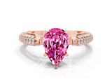 Rose gold Pear Cut Diamond Solitaire Engagement Ring with Pavé Band and Four-Prong Setting