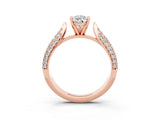 Rose gold Pear Cut Diamond Solitaire Engagement Ring with Pavé Band and Four-Prong Setting_3
