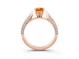 Rose gold Pear Cut Diamond Solitaire Engagement Ring with Pavé Band and Four-Prong Setting_3