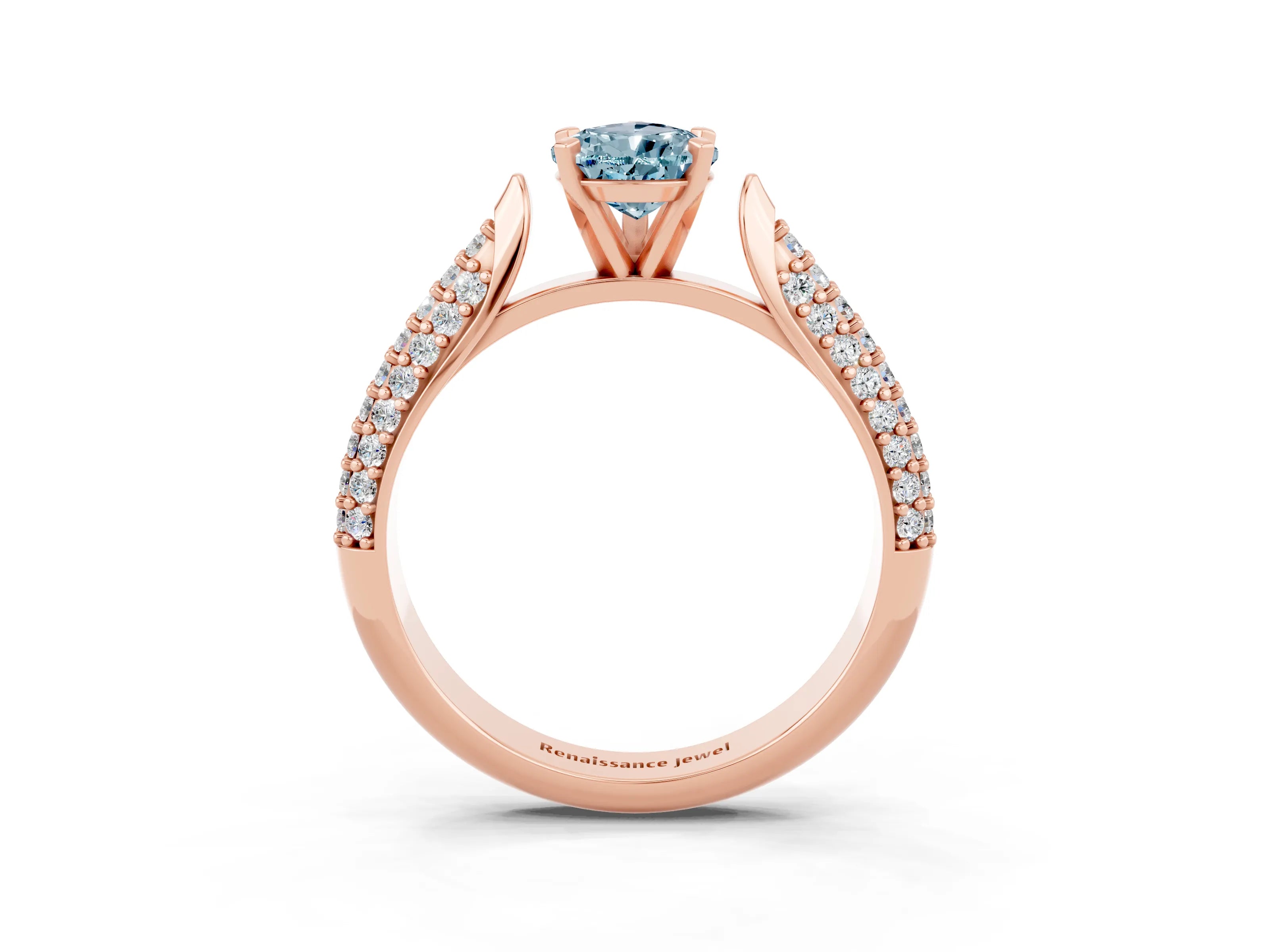 Rose gold Pear Cut Diamond Solitaire Engagement Ring with Pavé Band and Four-Prong Setting_3