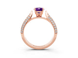 Rose gold Pear Cut Diamond Solitaire Engagement Ring with Pavé Band and Four-Prong Setting_3