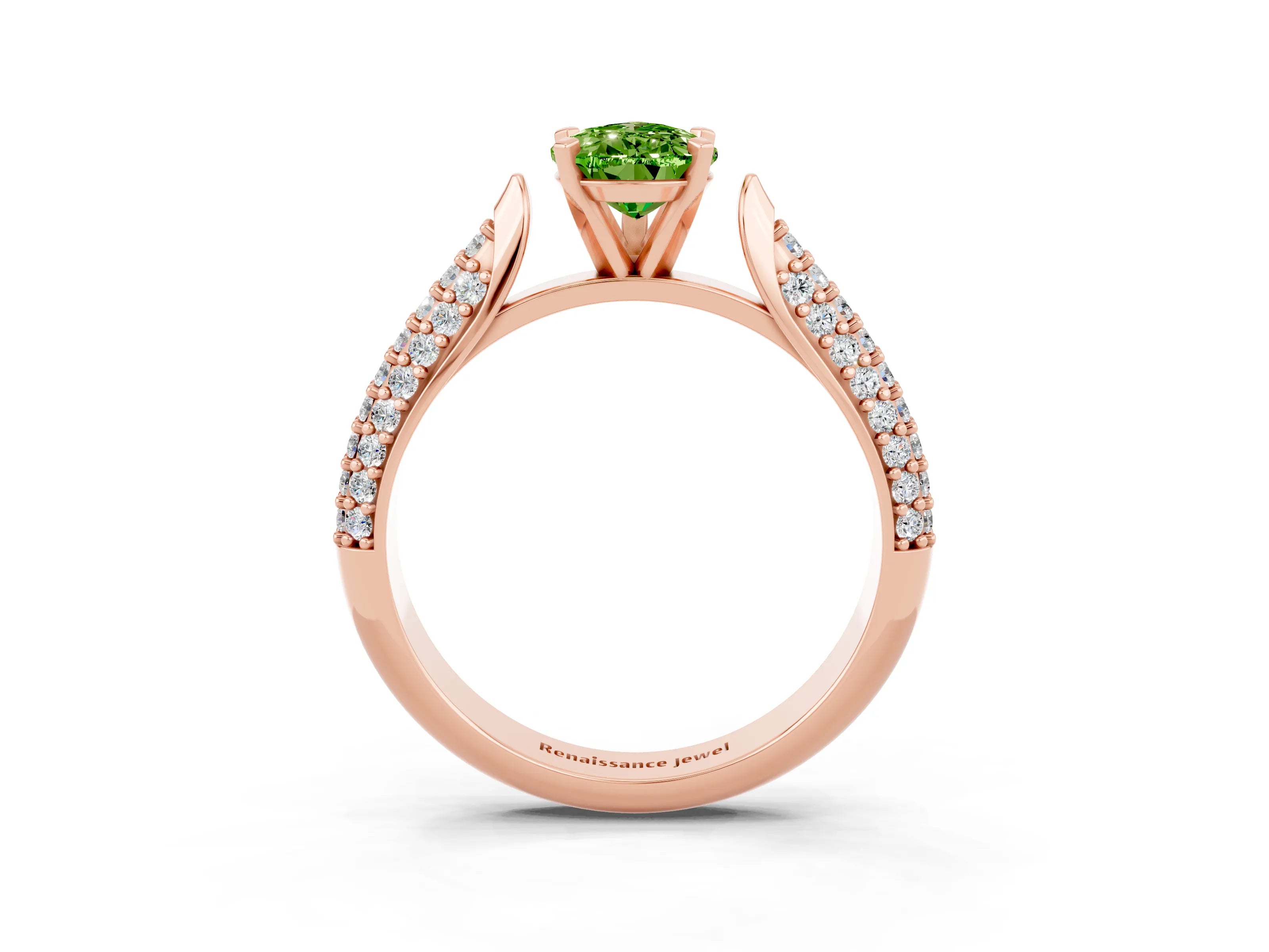 Rose gold Pear Cut Diamond Solitaire Engagement Ring with Pavé Band and Four-Prong Setting_3