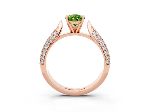 Rose gold Pear Cut Diamond Solitaire Engagement Ring with Pavé Band and Four-Prong Setting_3