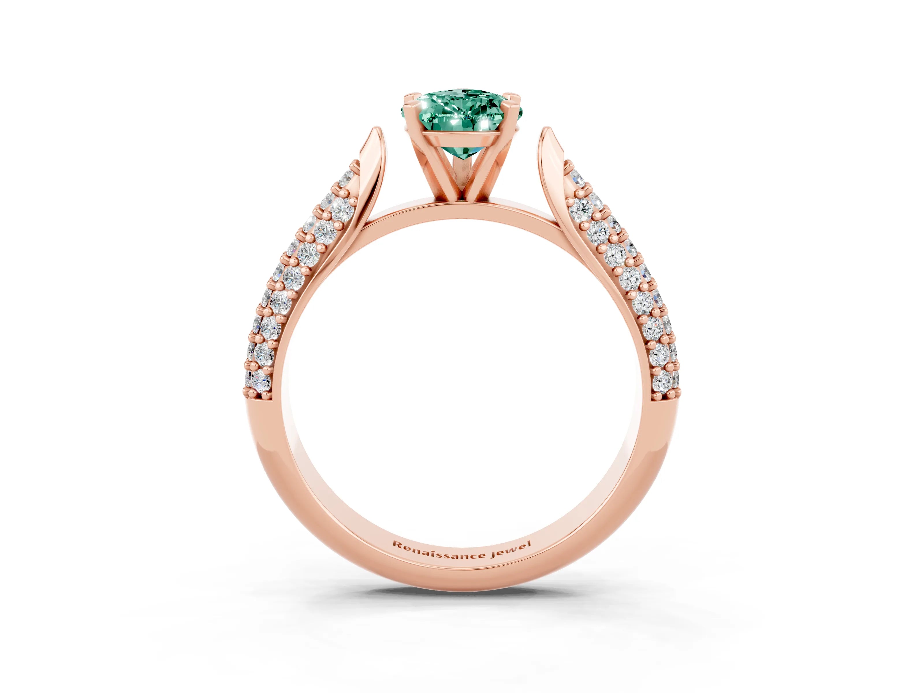 Rose gold Pear Cut Diamond Solitaire Engagement Ring with Pavé Band and Four-Prong Setting_3