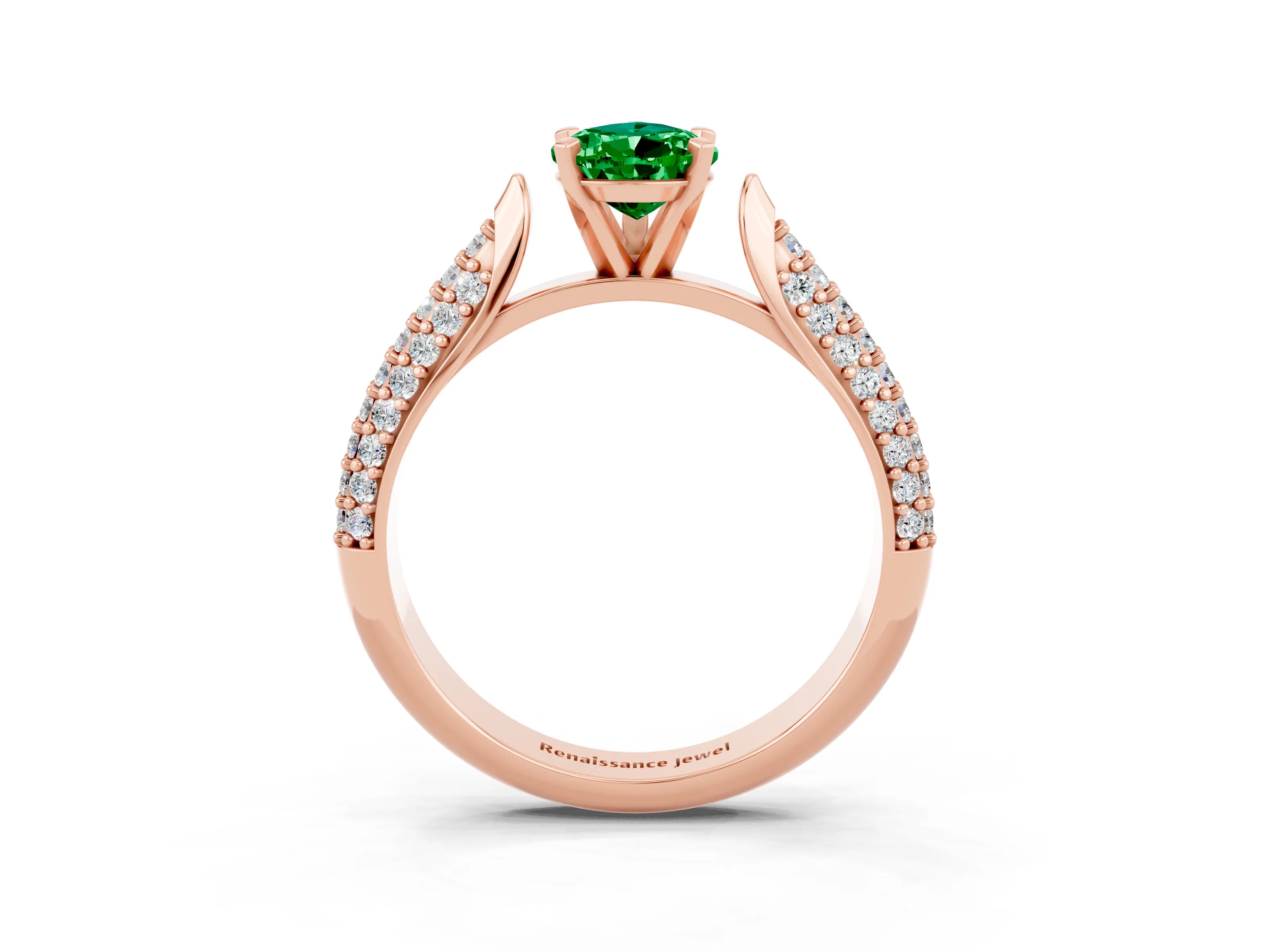 Rose gold Pear Cut Diamond Solitaire Engagement Ring with Pavé Band and Four-Prong Setting_3
