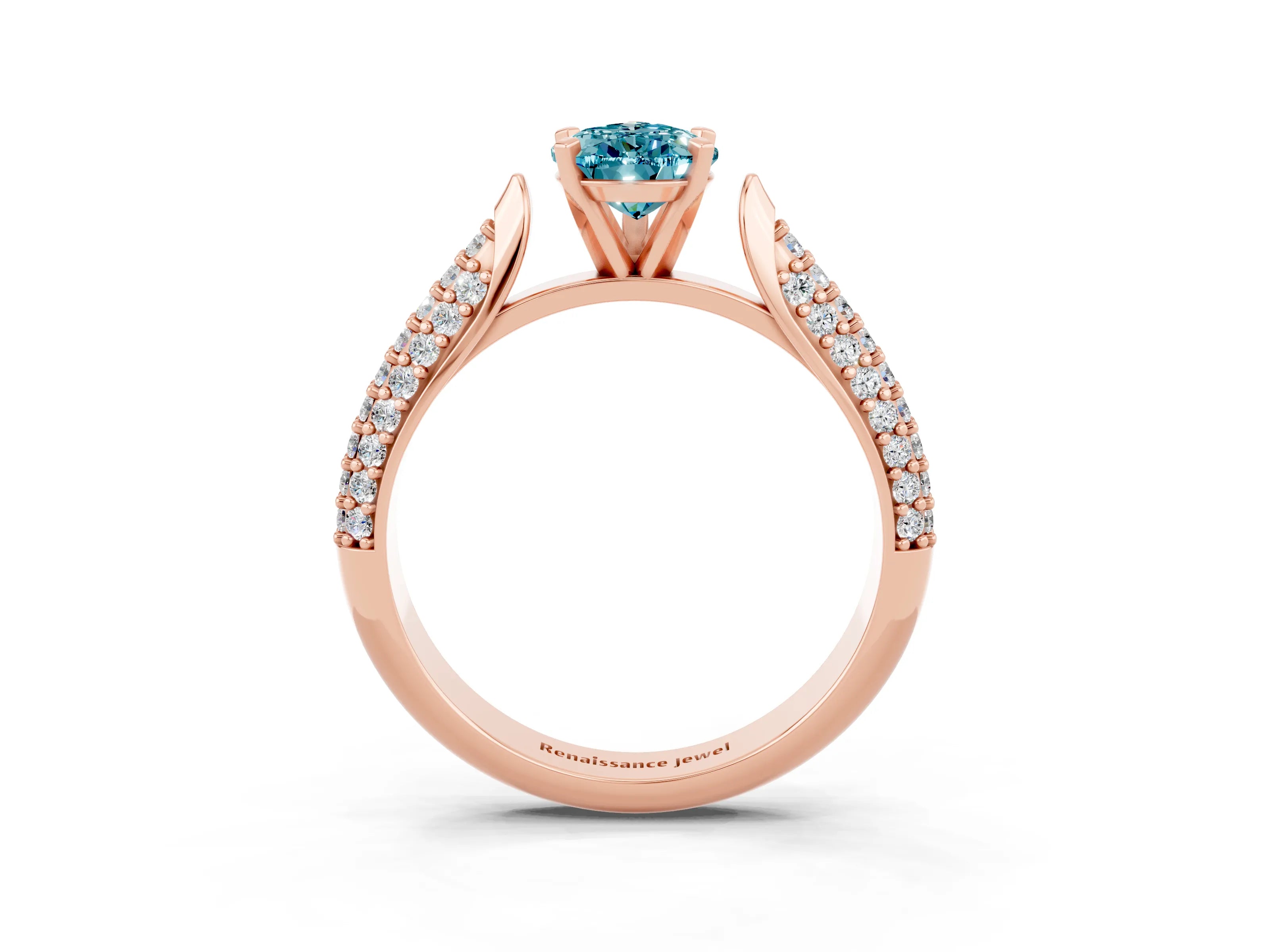 Rose gold Pear Cut Diamond Solitaire Engagement Ring with Pavé Band and Four-Prong Setting_3