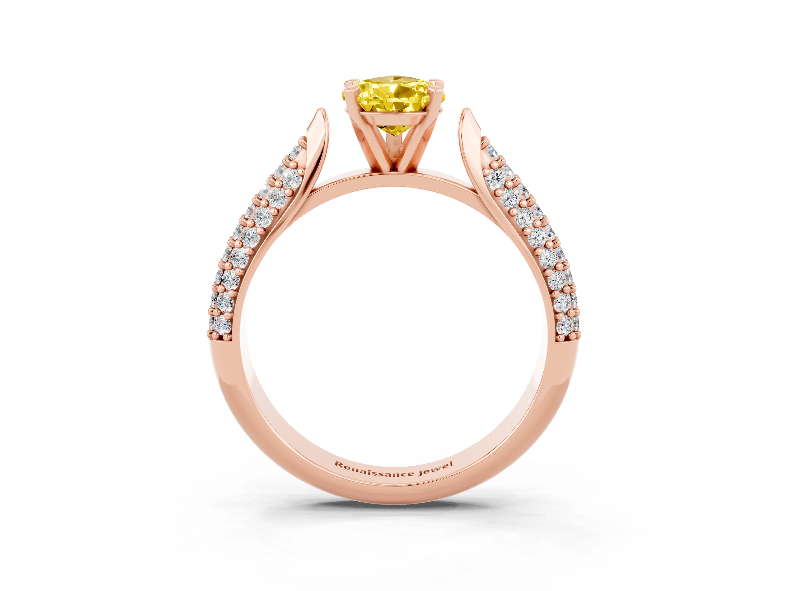 Rose gold Pear Cut Diamond Solitaire Engagement Ring with Pavé Band and Four-Prong Setting_3