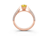 Rose gold Pear Cut Diamond Solitaire Engagement Ring with Pavé Band and Four-Prong Setting_3
