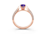 Rose gold Pear Cut Diamond Solitaire Engagement Ring with Pavé Band and Four-Prong Setting_3