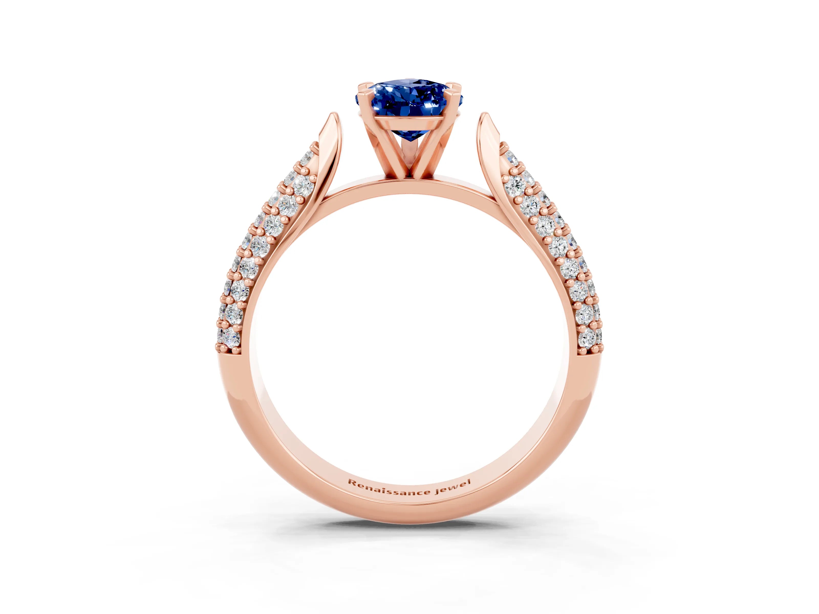 Rose gold Pear Cut Diamond Solitaire Engagement Ring with Pavé Band and Four-Prong Setting_3