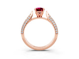 Rose gold Pear Cut Diamond Solitaire Engagement Ring with Pavé Band and Four-Prong Setting_3