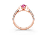 Rose gold Pear Cut Diamond Solitaire Engagement Ring with Pavé Band and Four-Prong Setting_3