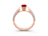 Rose gold Pear Cut Diamond Solitaire Engagement Ring with Pavé Band and Four-Prong Setting_3
