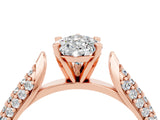 Rose gold Pear Cut Diamond Solitaire Engagement Ring with Pavé Band and Four-Prong Setting_4