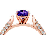 Rose gold Pear Cut Diamond Solitaire Engagement Ring with Pavé Band and Four-Prong Setting_4