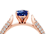 Rose gold Pear Cut Diamond Solitaire Engagement Ring with Pavé Band and Four-Prong Setting_4