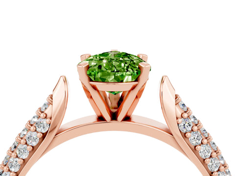 Rose gold Pear Cut Diamond Solitaire Engagement Ring with Pavé Band and Four-Prong Setting_4