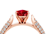 Rose gold Pear Cut Diamond Solitaire Engagement Ring with Pavé Band and Four-Prong Setting_4