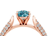 Rose gold Pear Cut Diamond Solitaire Engagement Ring with Pavé Band and Four-Prong Setting_4