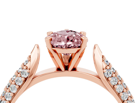 Rose gold Pear Cut Diamond Solitaire Engagement Ring with Pavé Band and Four-Prong Setting_4