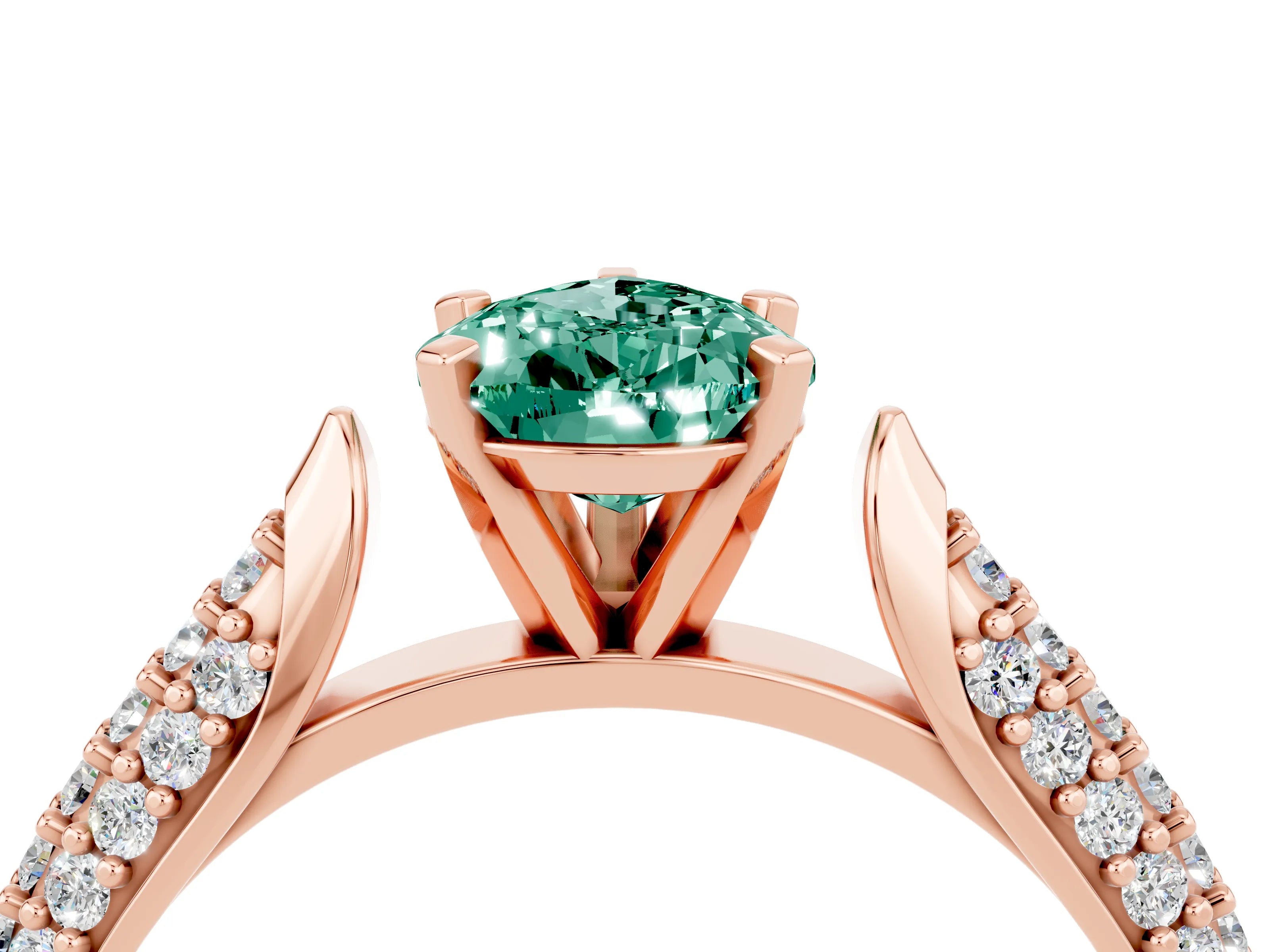 Rose gold Pear Cut Diamond Solitaire Engagement Ring with Pavé Band and Four-Prong Setting_4