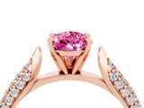 Rose gold Pear Cut Diamond Solitaire Engagement Ring with Pavé Band and Four-Prong Setting_4