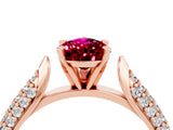 Rose gold Pear Cut Diamond Solitaire Engagement Ring with Pavé Band and Four-Prong Setting_4