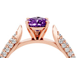Rose gold Pear Cut Diamond Solitaire Engagement Ring with Pavé Band and Four-Prong Setting_4