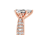 Rose gold Pear Cut Diamond Solitaire Engagement Ring with Pavé Band and Four-Prong Setting_5