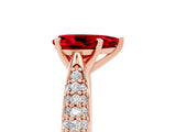 Rose gold Pear Cut Diamond Solitaire Engagement Ring with Pavé Band and Four-Prong Setting_5