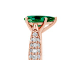 Rose gold Pear Cut Diamond Solitaire Engagement Ring with Pavé Band and Four-Prong Setting_5