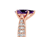 Rose gold Pear Cut Diamond Solitaire Engagement Ring with Pavé Band and Four-Prong Setting_5