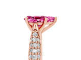 Rose gold Pear Cut Diamond Solitaire Engagement Ring with Pavé Band and Four-Prong Setting_5