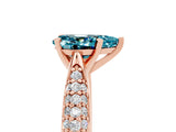 Rose gold Pear Cut Diamond Solitaire Engagement Ring with Pavé Band and Four-Prong Setting_5