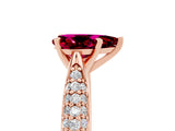 Rose gold Pear Cut Diamond Solitaire Engagement Ring with Pavé Band and Four-Prong Setting_5