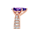 Rose gold Pear Cut Diamond Solitaire Engagement Ring with Pavé Band and Four-Prong Setting_5