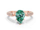 Rose gold Pear Cut Diamond Solitaire Engagement Ring with Pavé Band and Four-Prong Setting