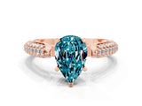 Rose gold Pear Cut Diamond Solitaire Engagement Ring with Pavé Band and Four-Prong Setting