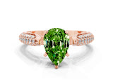 Rose gold Pear Cut Diamond Solitaire Engagement Ring with Pavé Band and Four-Prong Setting