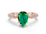 Rose gold Pear Cut Diamond Solitaire Engagement Ring with Pavé Band and Four-Prong Setting