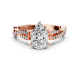 Rose gold Pear Cut Diamond Solitaire Engagement Ring with Twisted Pavé Band and Four-Prong Setting_50