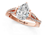 Rose gold Pear Cut Diamond Solitaire Engagement Ring with Twisted Pavé Band and Four-Prong Setting_51