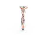 Rose gold Pear Cut Diamond Solitaire Engagement Ring with Twisted Pavé Band and Four-Prong Setting_52